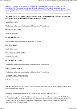 Orne, MT, Hilgard, ER, Spiegel, H., Spiegel, D., Crawford, HJ, Evans