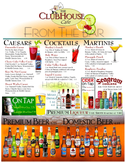 Bar Menu - Cedar Valley Golf and Country Club