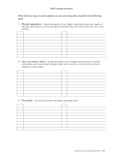 Self-Concept Inventory Write down as many words or phrases as