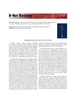 Rethinking Southern Literature before the Civil War - H-Net