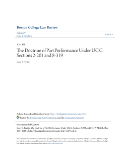 The Doctrine of Part Performance Under UCC Sections 2