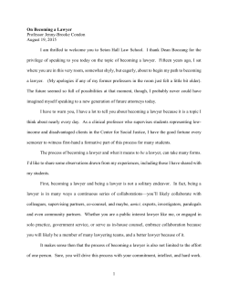 On Becoming a Lawyer - Seton Hall University School of Law