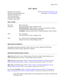 YUE QIAN - Sociology - The Ohio State University