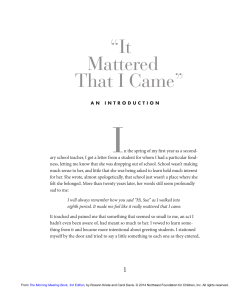 It Mattered That I Came