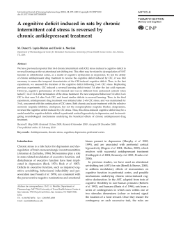 A cognitive deficit induced in rats by chronic intermittent cold stress
