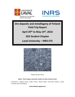 Ore deposits and metallogeny of Finland Field Trip Report April 29th