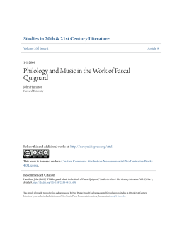 Philology and Music in the Work of Pascal