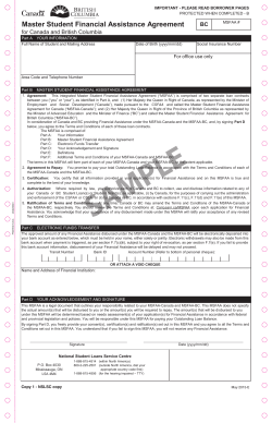 Master Student Financial Assistance Agreement