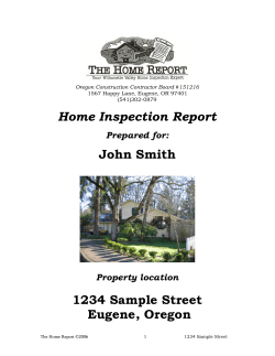 Home Inspection Report John Smith 1234 Sample Street Eugene