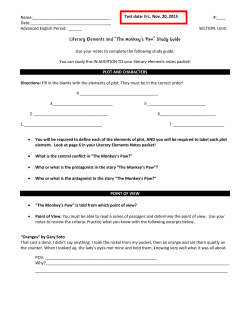 Literary Elements and &ldquo;The Monkey`s Paw&rdquo; Study Guide