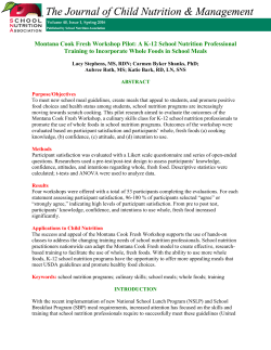 Montana Cook Fresh Workshop Pilot