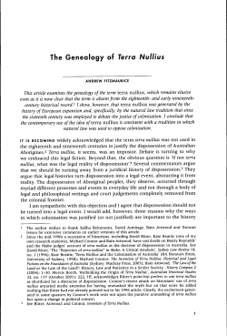 The Genealogy of Terra Nullius