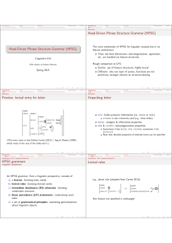 Head-Driven Phrase Structure Grammar (HPSG)