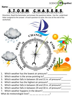 1. Which weather has the lowest air pressure? 2. Which weather is
