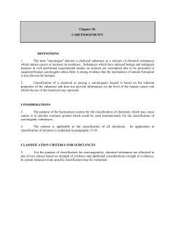 CARCINOGENICITY DEFINITIONS