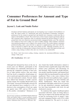 Consumer Preferences for Amount and Type of Fat in Ground Beef