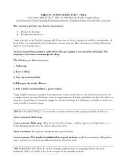 Sentence Variety - AP Language and Composition