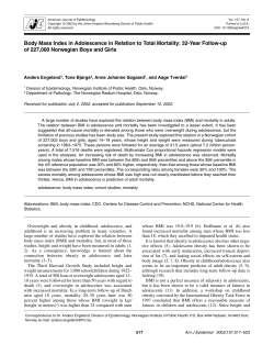 Body Mass Index in Adolescence in Relation to Total Mortality: 32
