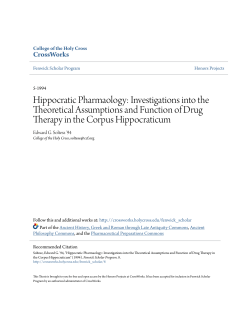 Hippocratic Pharmaology: Investigations into the