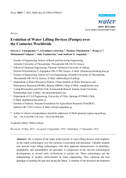 Evolution of Water Lifting Devices (Pumps) over