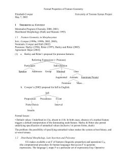 Formal Properties of Feature Geometry - chass.utoronto
