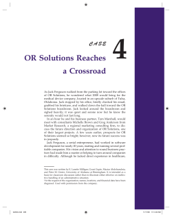 OR Solutions Reaches a Crossroad