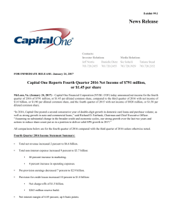Q4 2016 Capital One Financial Earnings Press Release