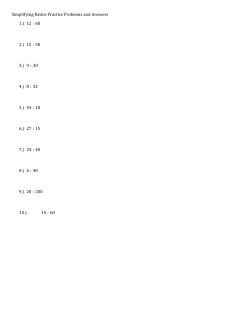 Simplifying Ratios Practice Problems and Answers 1.) 12 ∶ 60 2
