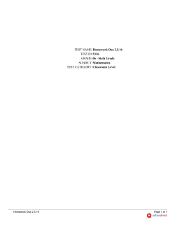 TEST NAME:Homework Due 2.5.16 TEST ID:5336