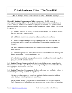 8th Grade Reading and Writing TEKS 1st Nine Weeks