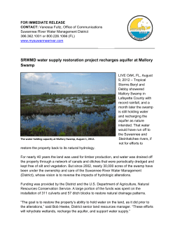 SRWM Swamp MD water sp supply re estoration n project t recharge