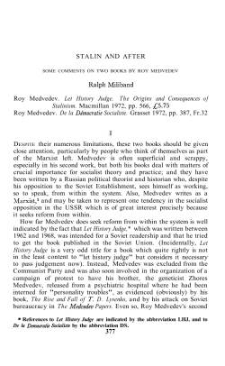 STALIN AND AFTER Ralph Miliband Roy