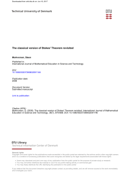 The classical version of Stokes` Theorem revisited