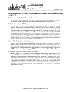 Factors Influential to Fourth Graders Engineering Learning and