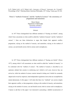 Peirce`s &ldquo;method of tenacity&rdquo; and the &ldquo;method of - Philsci