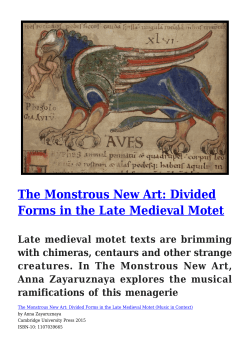 The Monstrous New Art: Divided Forms in the Late Medieval Motet