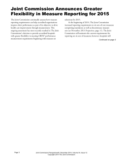 Joint Commission Announces Greater Flexibility in Measure