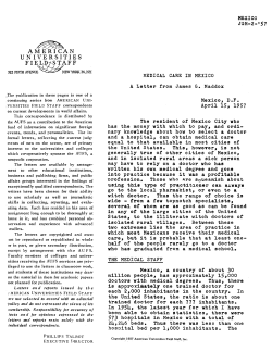 medical care in mexico - Institute of Current World Affairs