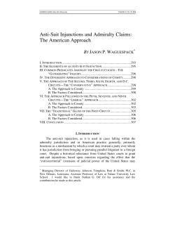 Anti-Suit Injunctions and Admiralty Claims: The