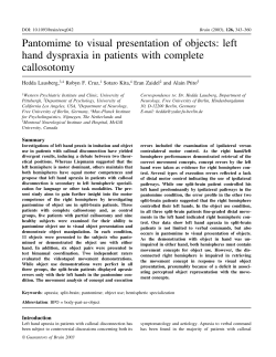 Pantomime to visual presentation of objects: left hand