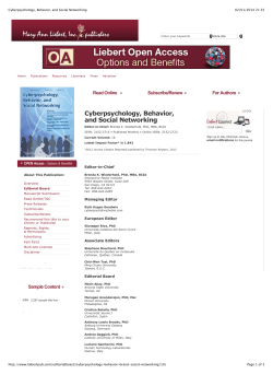Cyberpsychology, Behavior, and Social Networking