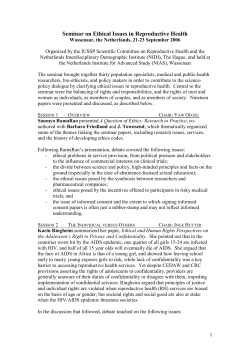Seminar on Ethical Issues in Reproductive Health