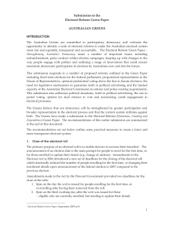 Submission to the Electoral Reform Green Paper