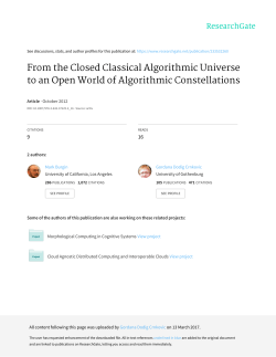 From the Closed Classical Algorithmic Universe to an