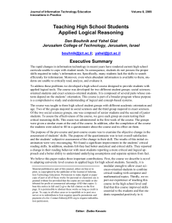 Teaching High School Students Applied Logical Reasoning