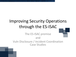 Improving Security Operations through the ES-ISAC