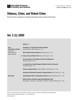 Violence, Crime, and Violent Crime Vol. 3 (1) 2009
