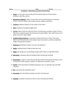 Mountains and Basins Vocab