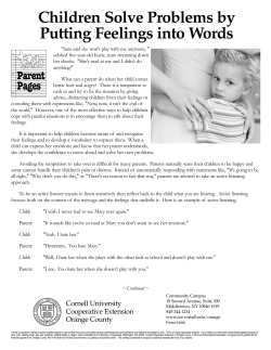 Children Solve Problems by Putting Feelings