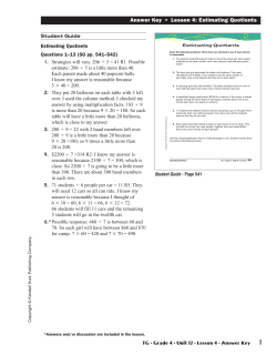 Answer Key &bull; Lesson 4: Estimating Quotients